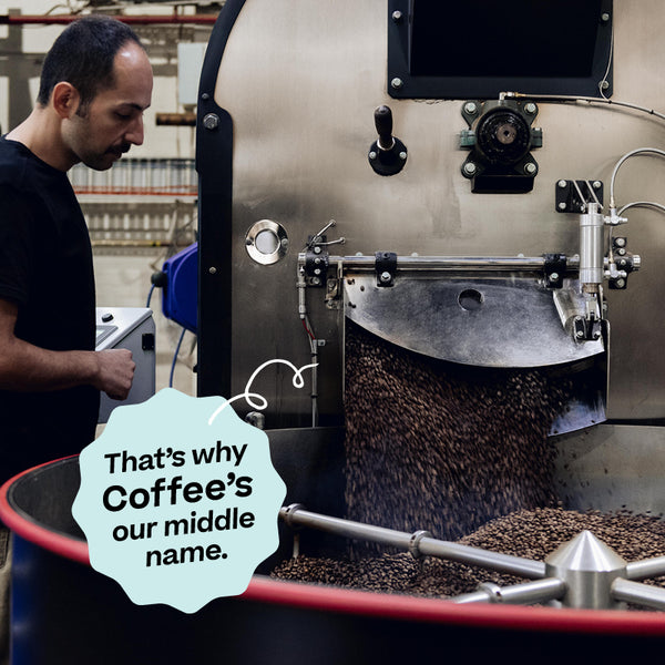 <p>Once our beans are handpicked and processed at origin, they are sent to our award-winning roaster in Melbourne. Here our beans are roasted with care before being packaged and sent to our stores. Throughout the production process our beans are tested to ensure the highest quality from bean to cup!</p><p>That's why Coffee's our middle name.</p>