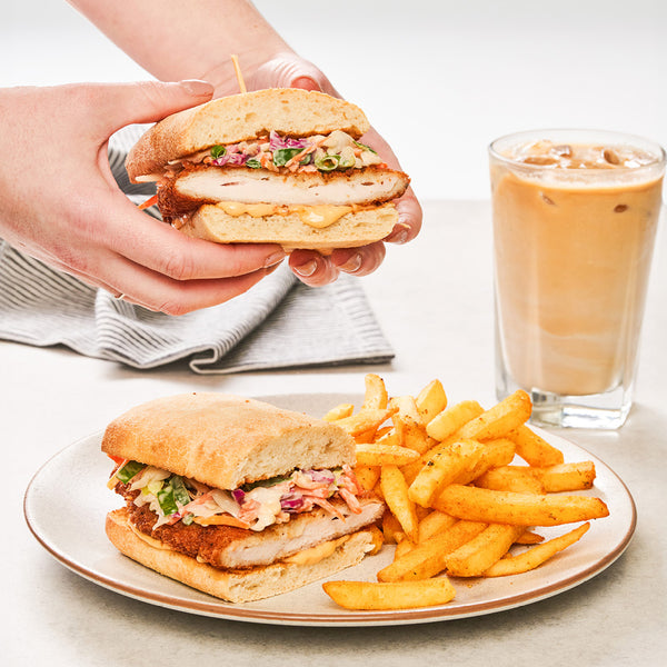 <p>Crunchy golden chicken schnitzel fillet, topped with creamy chipotle sauce & coleslaw in a toasted ciabatta.<br/>1636kJ<br/></p>