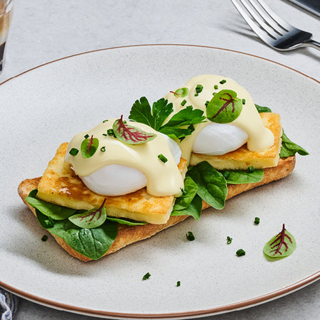 Famous Eggs Benny with Haloumi