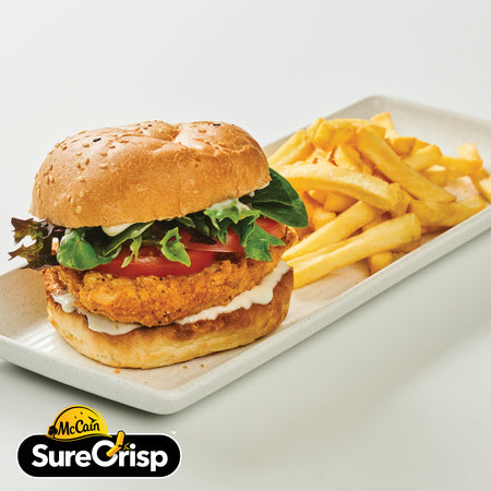 Crispy Chicken Fillet Burger with Chips